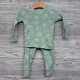 2 Pc LS Organic PJs Flowers 12M