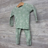 2 Pc LS Organic PJs Flowers 12M