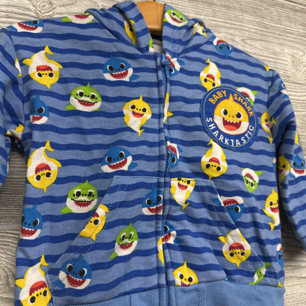 Full Zip Hoodie Stripes Baby Shark 12M