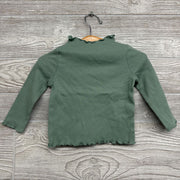LS Ribbed Mock Neck Shirt Lettuce Trim 12M