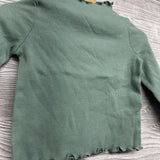LS Ribbed Mock Neck Shirt Lettuce Trim 12M