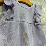 Waffle Knit Peplum Shirt Flowers 12M