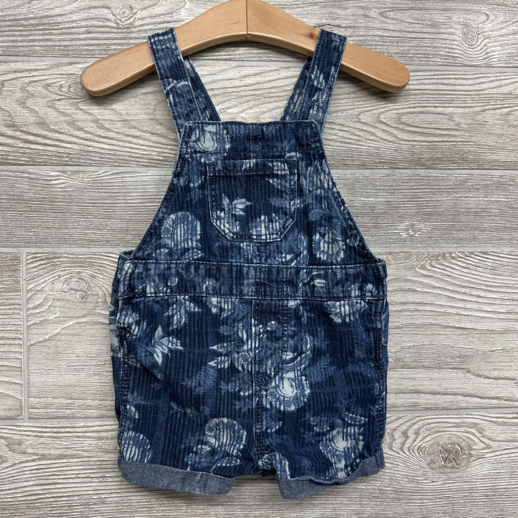 Denim Shortalls Flowers 12M
