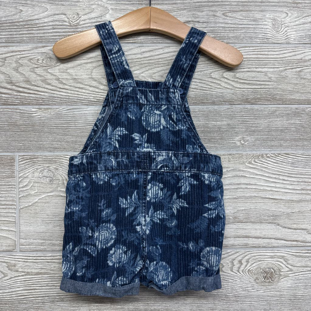 Denim Shortalls Flowers 12M