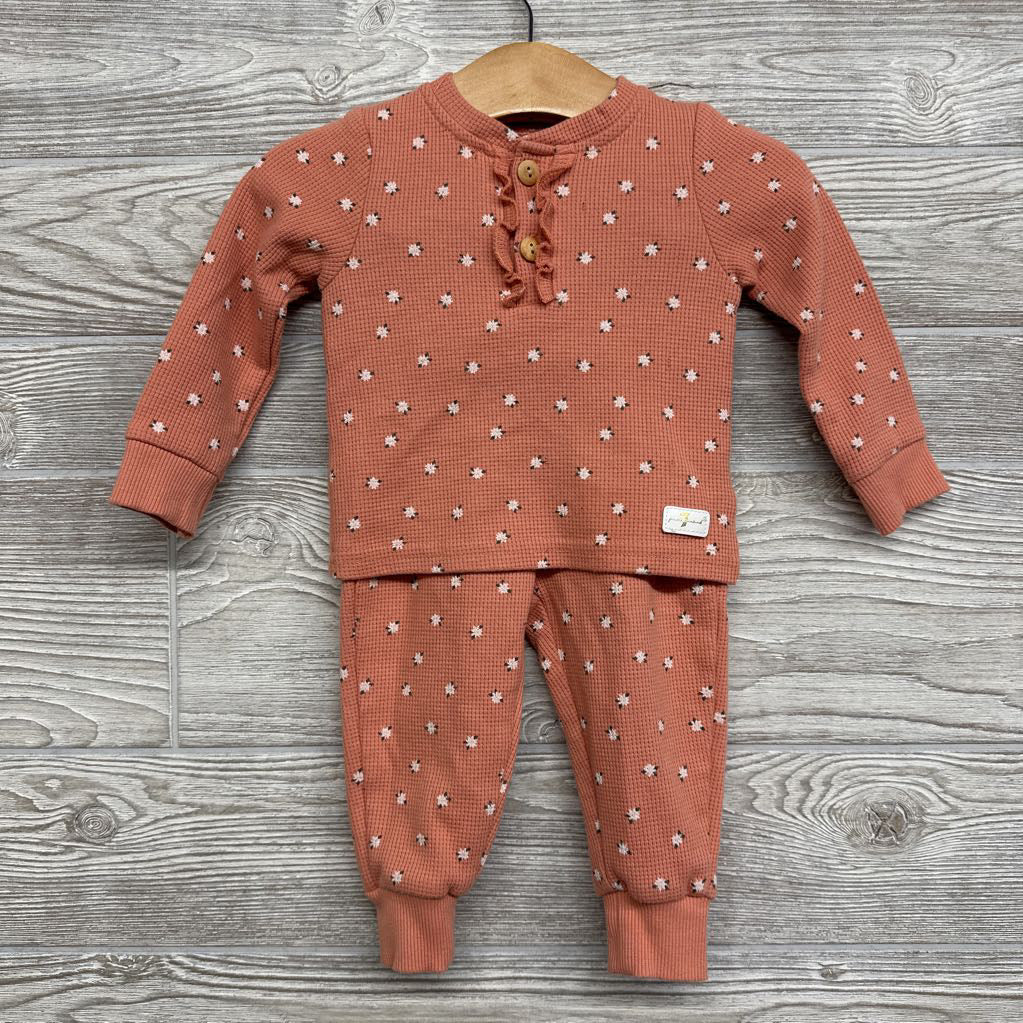 LS Waffle Knit Shirt & Joggers Flowers 12M