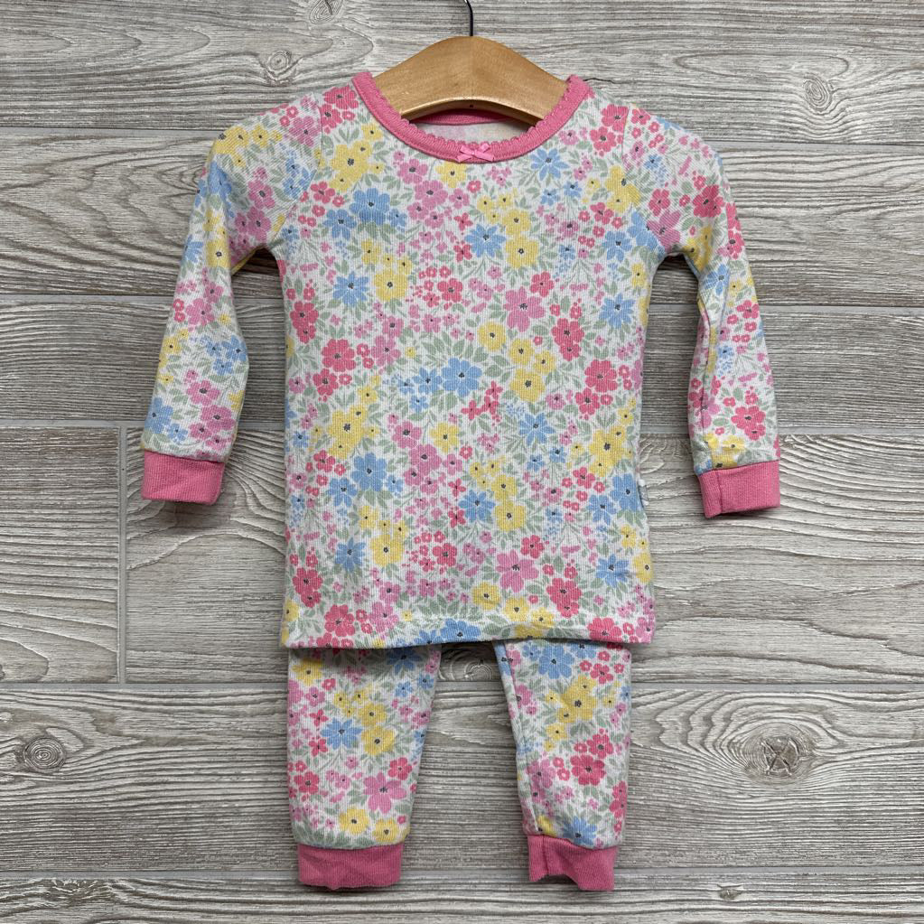 2 Pc LS Cozy PJs Flowers 18M