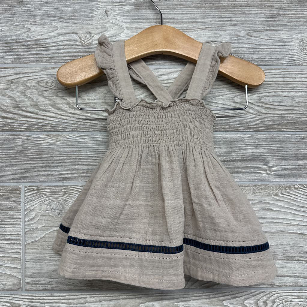 NEW Smocked Flutter Strap Muslin Dress & Bloomers 6-12M *