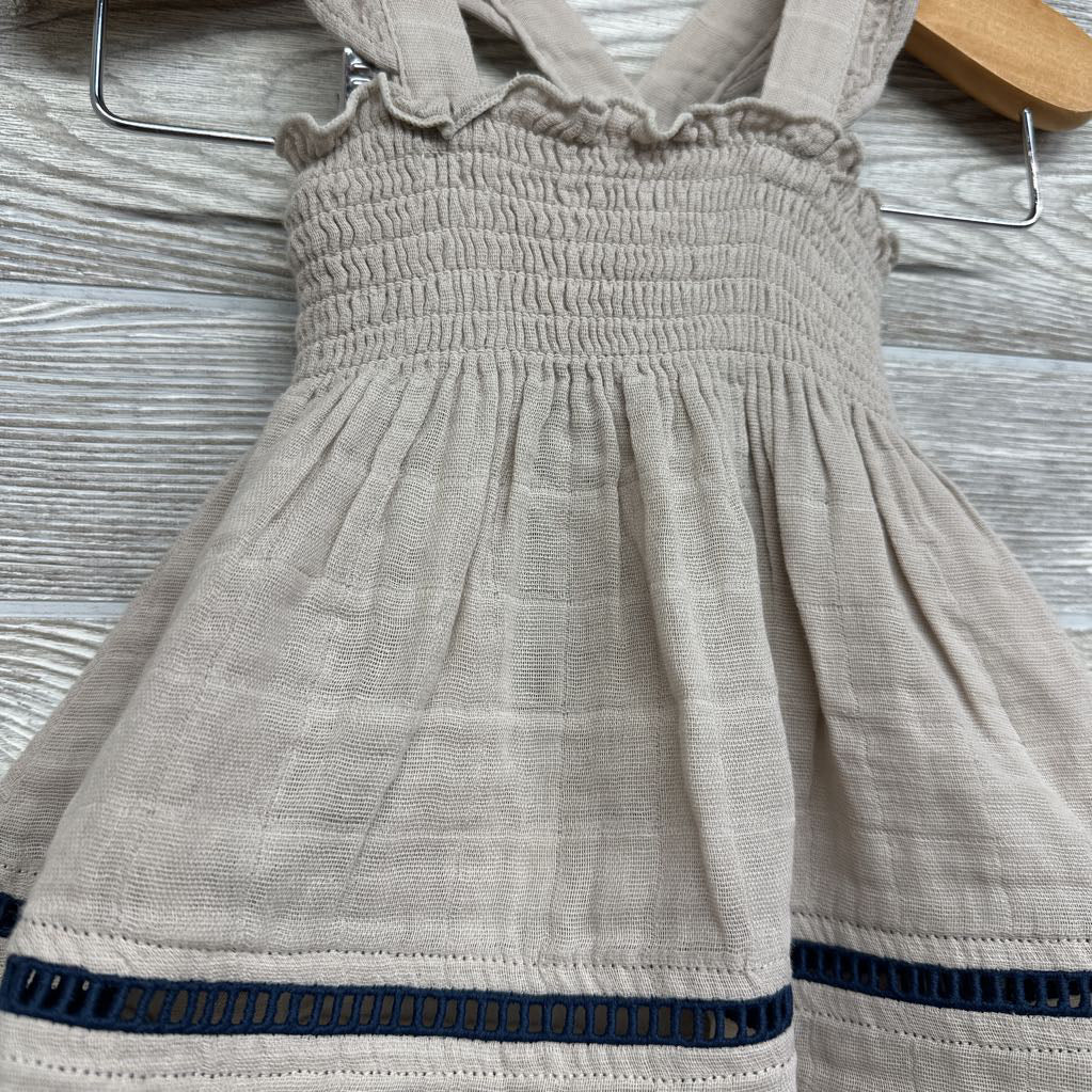 NEW Smocked Flutter Strap Muslin Dress & Bloomers 6-12M *