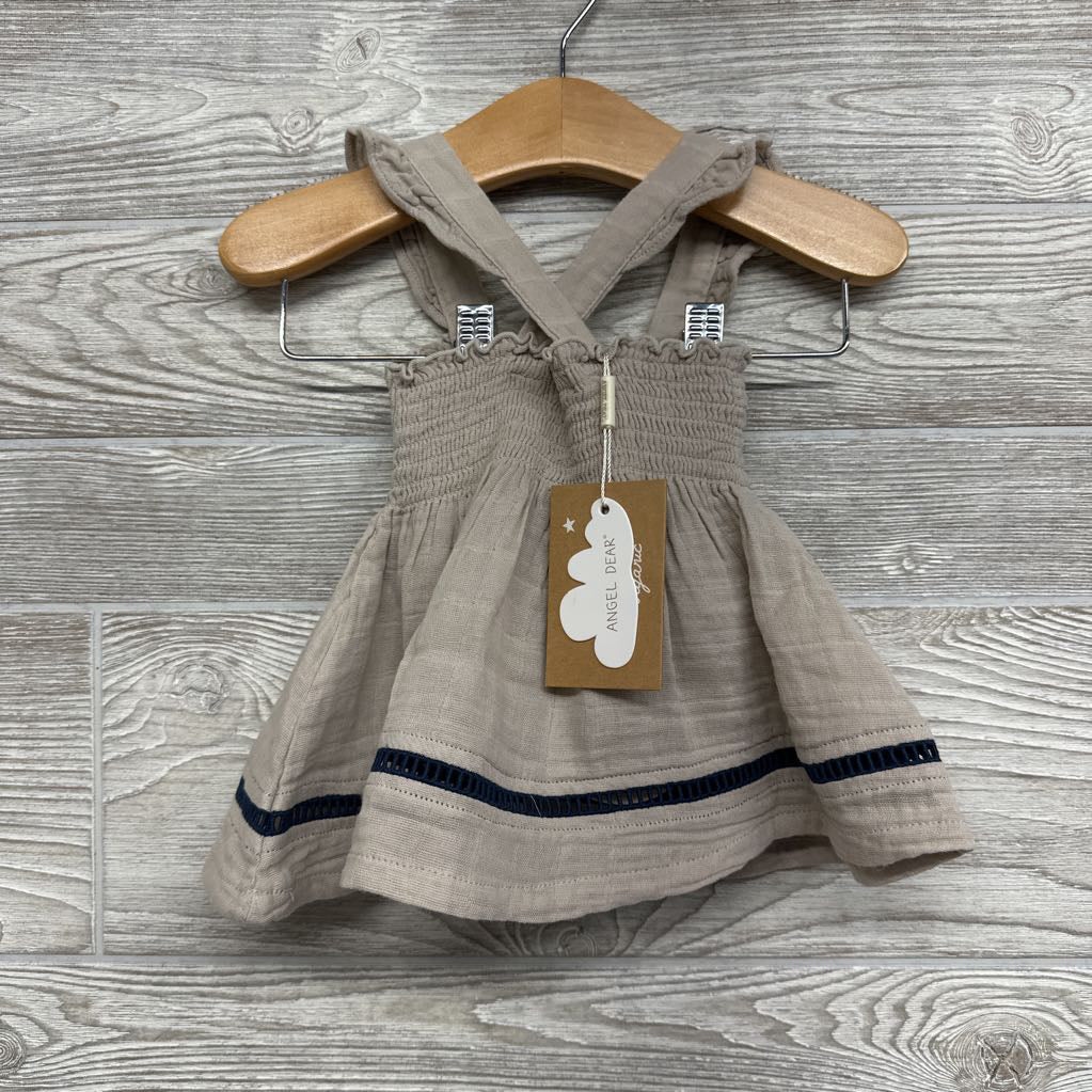 NEW Smocked Flutter Strap Muslin Dress & Bloomers 6-12M *