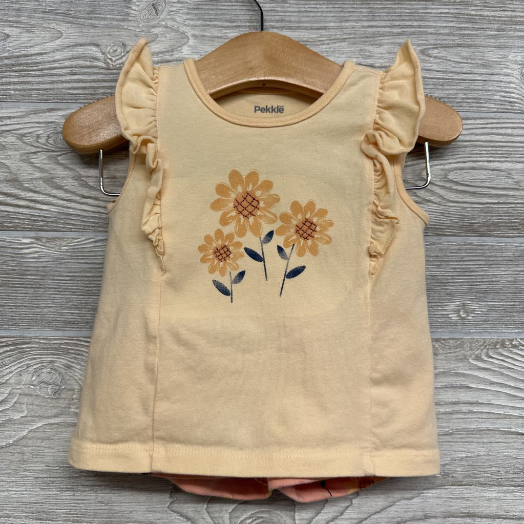 Flutter Sleeve Tank Top & Shorts Flowers 12M
