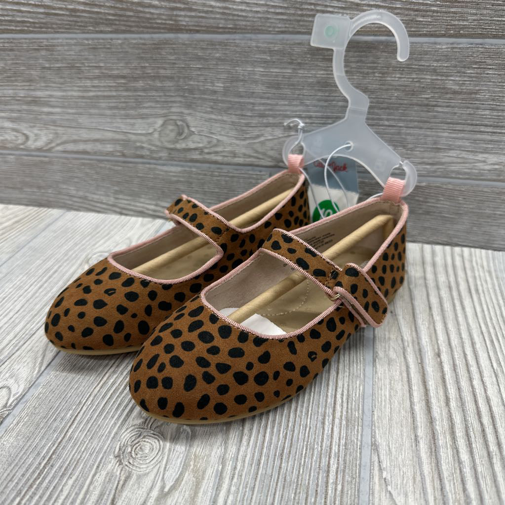 NEW Addy Velcro Animal Print Flats 10c