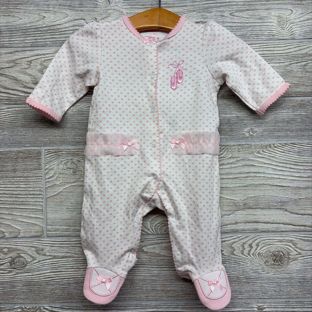 Snap Sleeper Hearts Ballerina Slippers NB