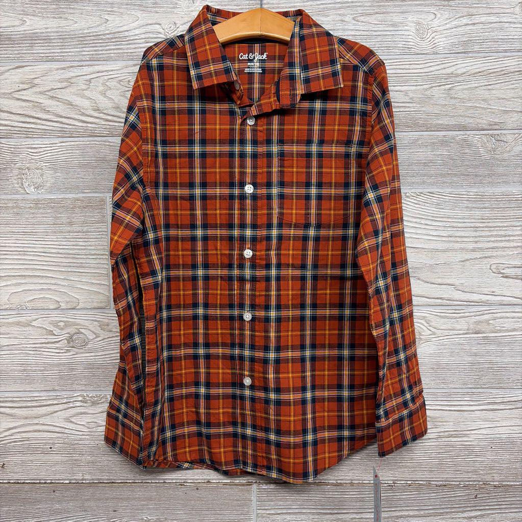NEW LS Plaid Button Up Shirt Chest Pocket 8-10