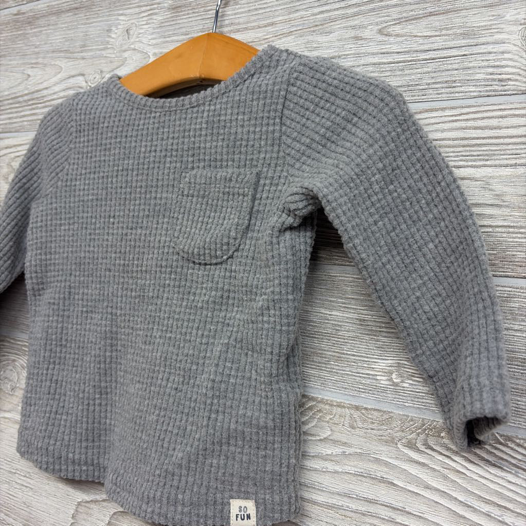 LS Waffle Knit Shirt Chest Pocket 9M