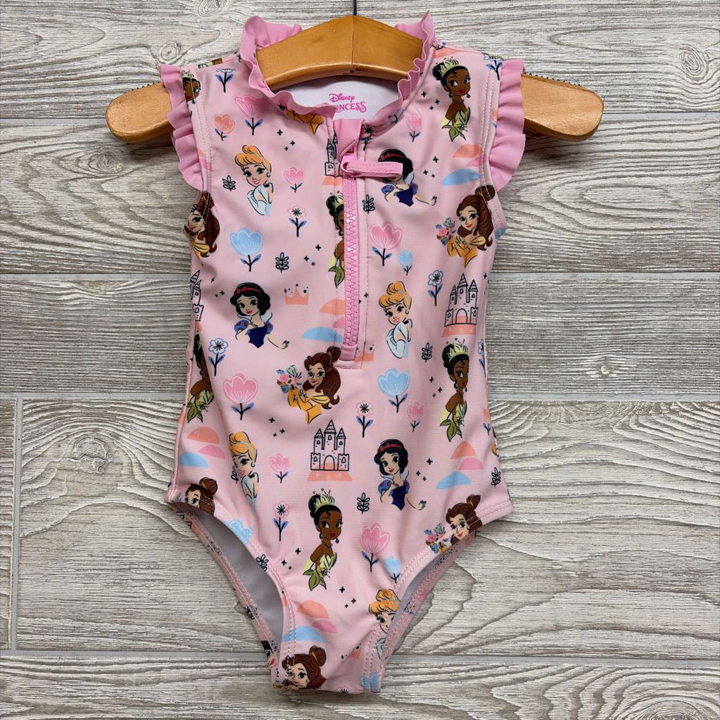 1/4 Zip Swimsuit Princesses Ruffle Trim 18M