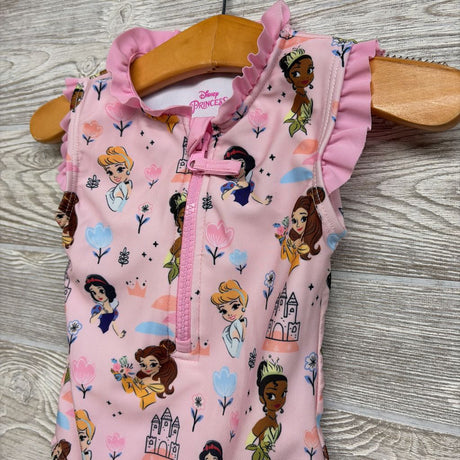 1/4 Zip Swimsuit Princesses Ruffle Trim 18M