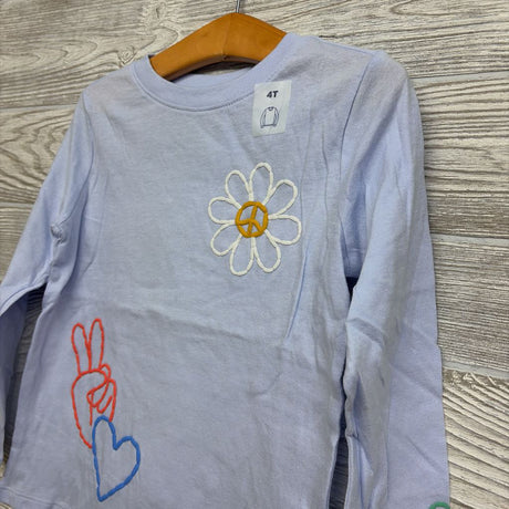 NEW LS Shirt Peace Flower 4T