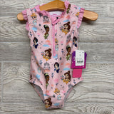 NEW 1/4 Zip Swimsuit Princesses Ruffle Trim 18M
