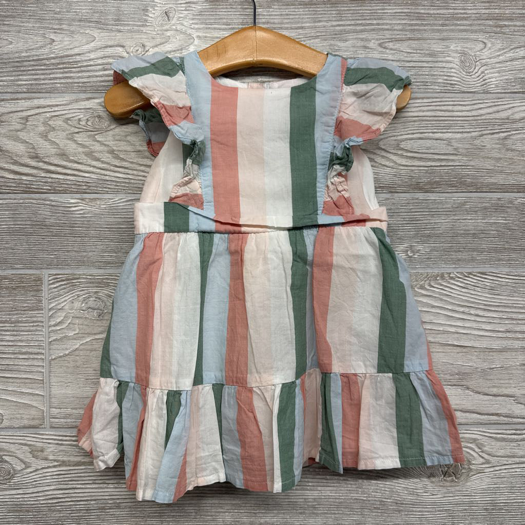 Flutter Sleeve Dress Stripes 12-18M
