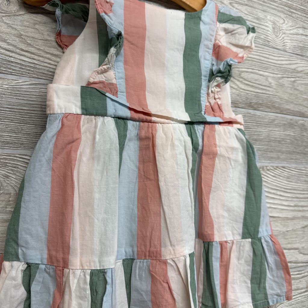 Flutter Sleeve Dress Stripes 12-18M