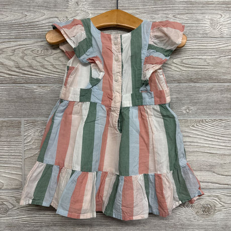Flutter Sleeve Dress Stripes 12-18M