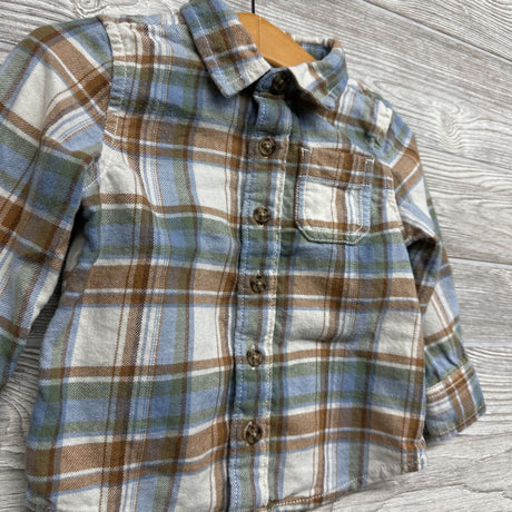 LS Plaid Button Up Flannel Shirt 18M