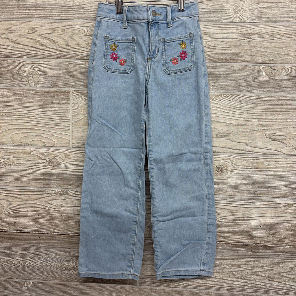 Wide Leg Jeans Embroidered Flowers 7