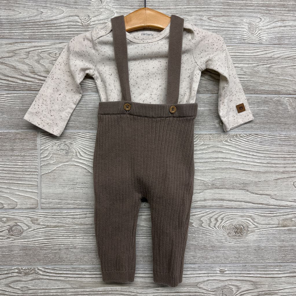 LS Bodysuit & Ribbed Knit Suspender Pants 9M