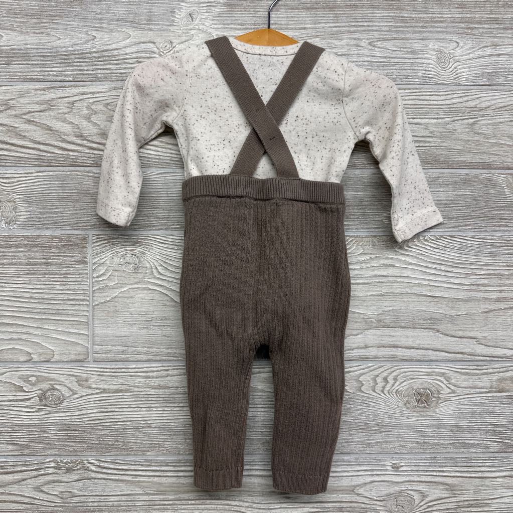 LS Bodysuit & Ribbed Knit Suspender Pants 9M
