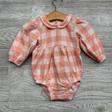 LS Collared Bubble Romper Gingham 3-6M