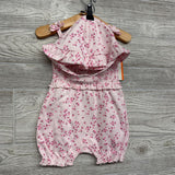 NEW Smocked Tank Romper & Sun Hat Flowers 6-9M