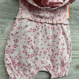 NEW Smocked Tank Romper & Sun Hat Flowers 6-9M