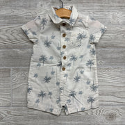 Nw/oT Button Up Shorty Romper Palm Trees 6M