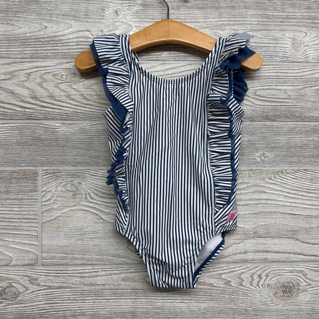 NEW Swimsuit Ruffles Stripe Waterfall Back Bow 3T
