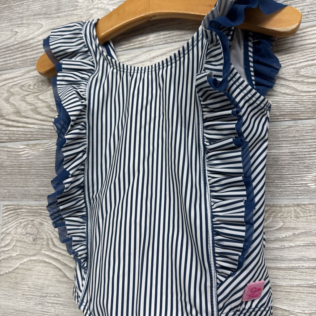 NEW Swimsuit Ruffles Stripe Waterfall Back Bow 3T