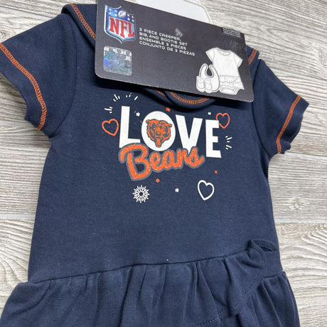 NEW Chicago Bears Love Dress, Bib & Bootie Set 6M