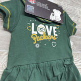 NEW Green Bay Packers Love Dress, Bib & Bootie Set 6M