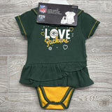 NEW Green Packers Love Dress, Bib & Bootie Set 12M