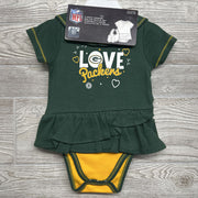 NEW Green Packers Love Dress, Bib & Bootie Set 12M