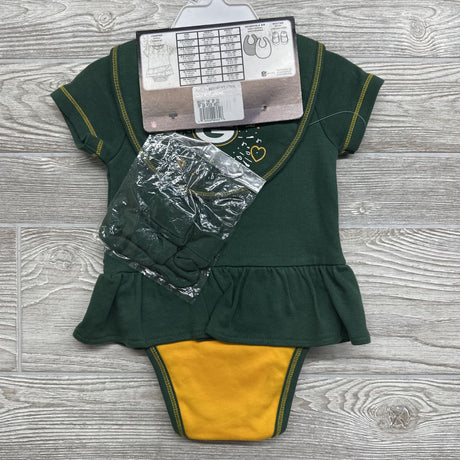 NEW Green Packers Love Dress, Bib & Bootie Set 12M