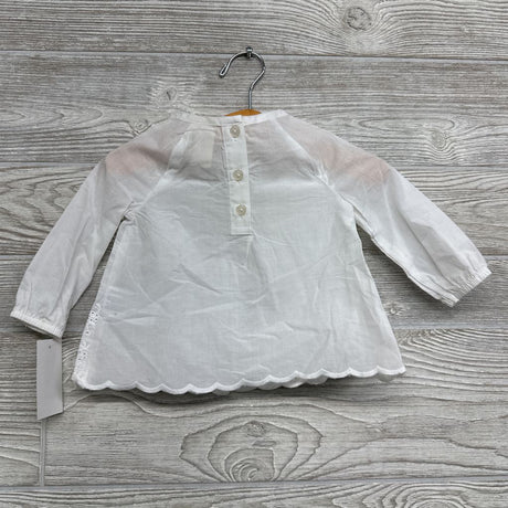 NEW LS Shirt Eyelet Flowers 6M