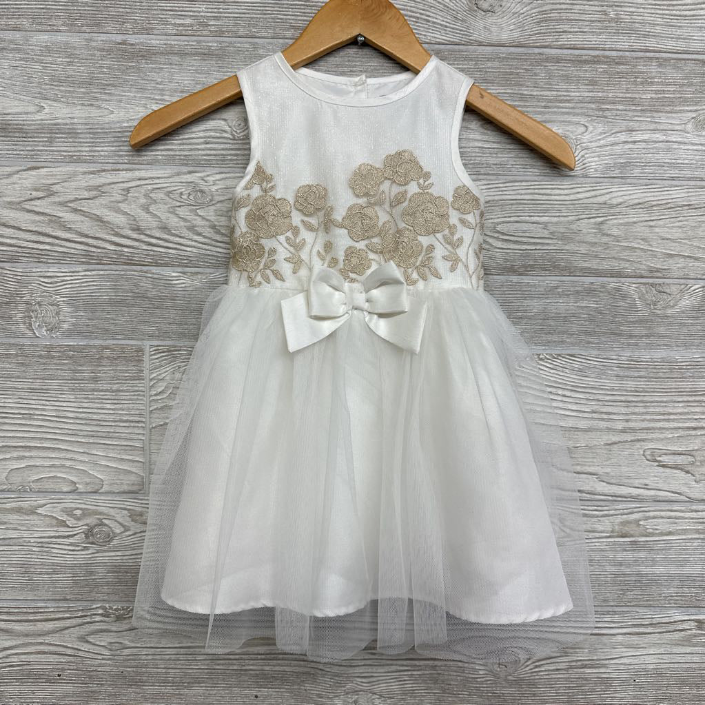 Tank Tulle Dress Embroidered Flowers Bow 4T