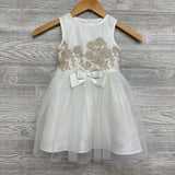 Tank Tulle Dress Embroidered Flowers Bow 4T