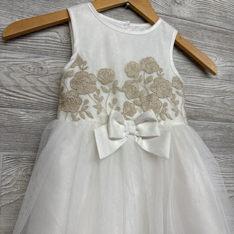 Tank Tulle Dress Embroidered Flowers Bow 4T