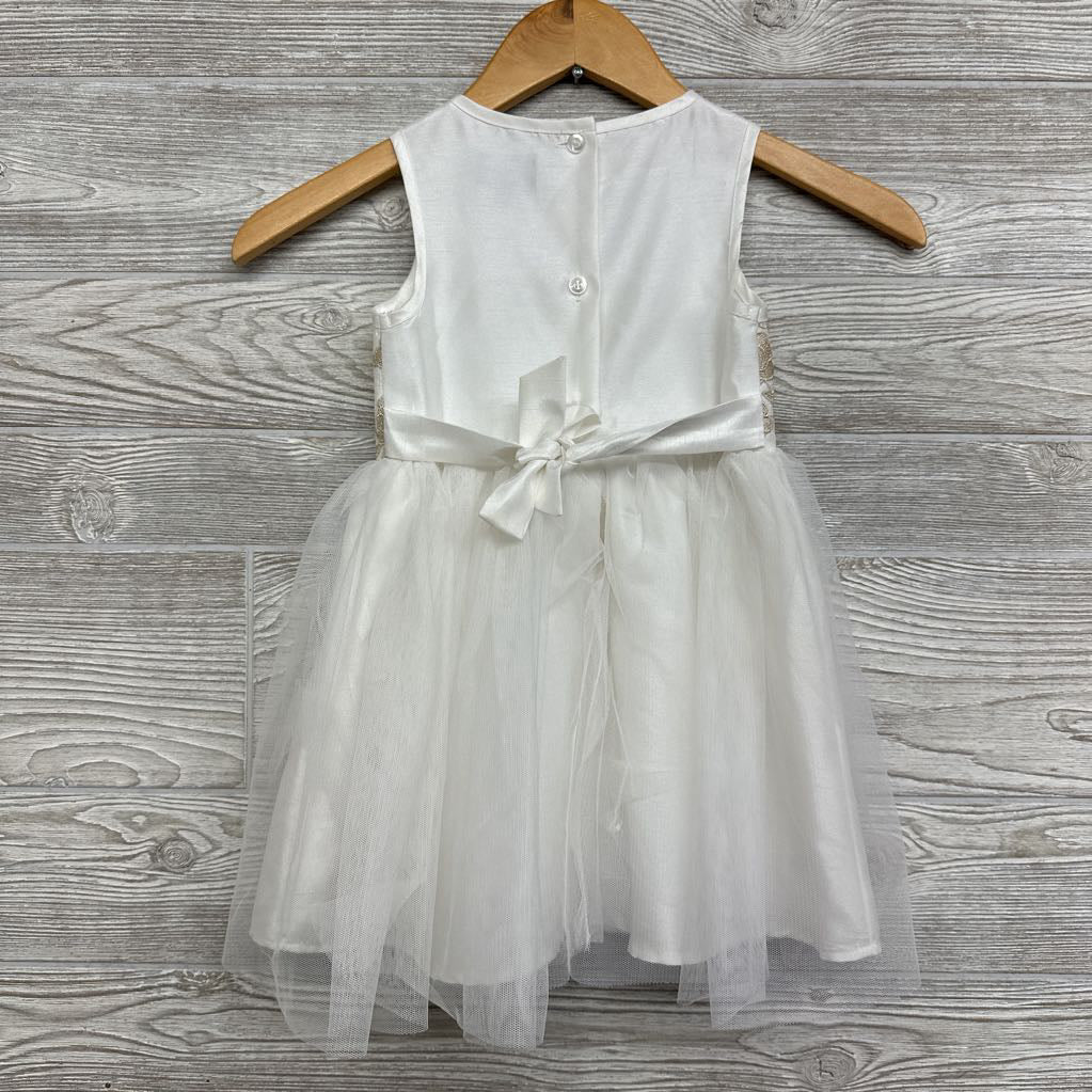 Tank Tulle Dress Embroidered Flowers Bow 4T