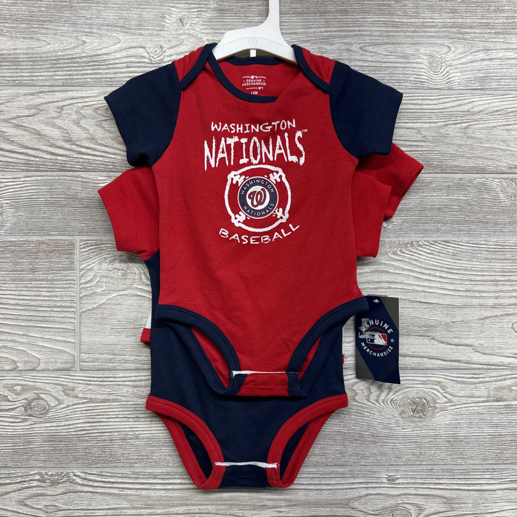 NWE 3 Pk Bodysuit Washington Nationals Baseball 12M