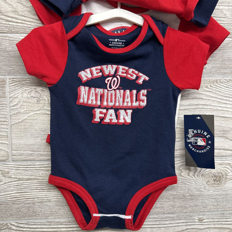 NWE 3 Pk Bodysuit Washington Nationals Baseball 12M