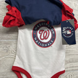 NWE 3 Pk Bodysuit Washington Nationals Baseball 12M
