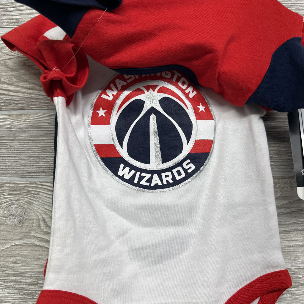 NEW 3 Pk Bodysuit Washington Wizards Basketball 6-9M