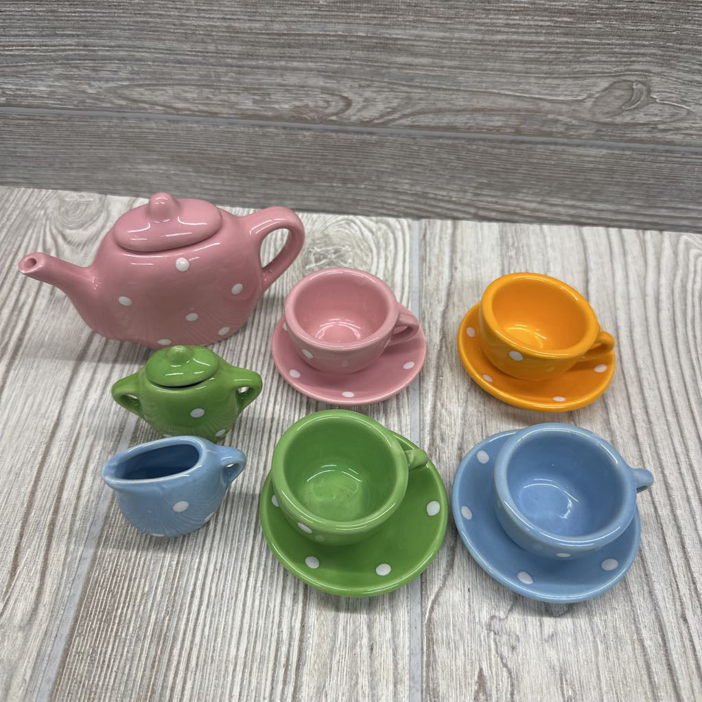 Mini Porcelain Tea Set Polka Dots